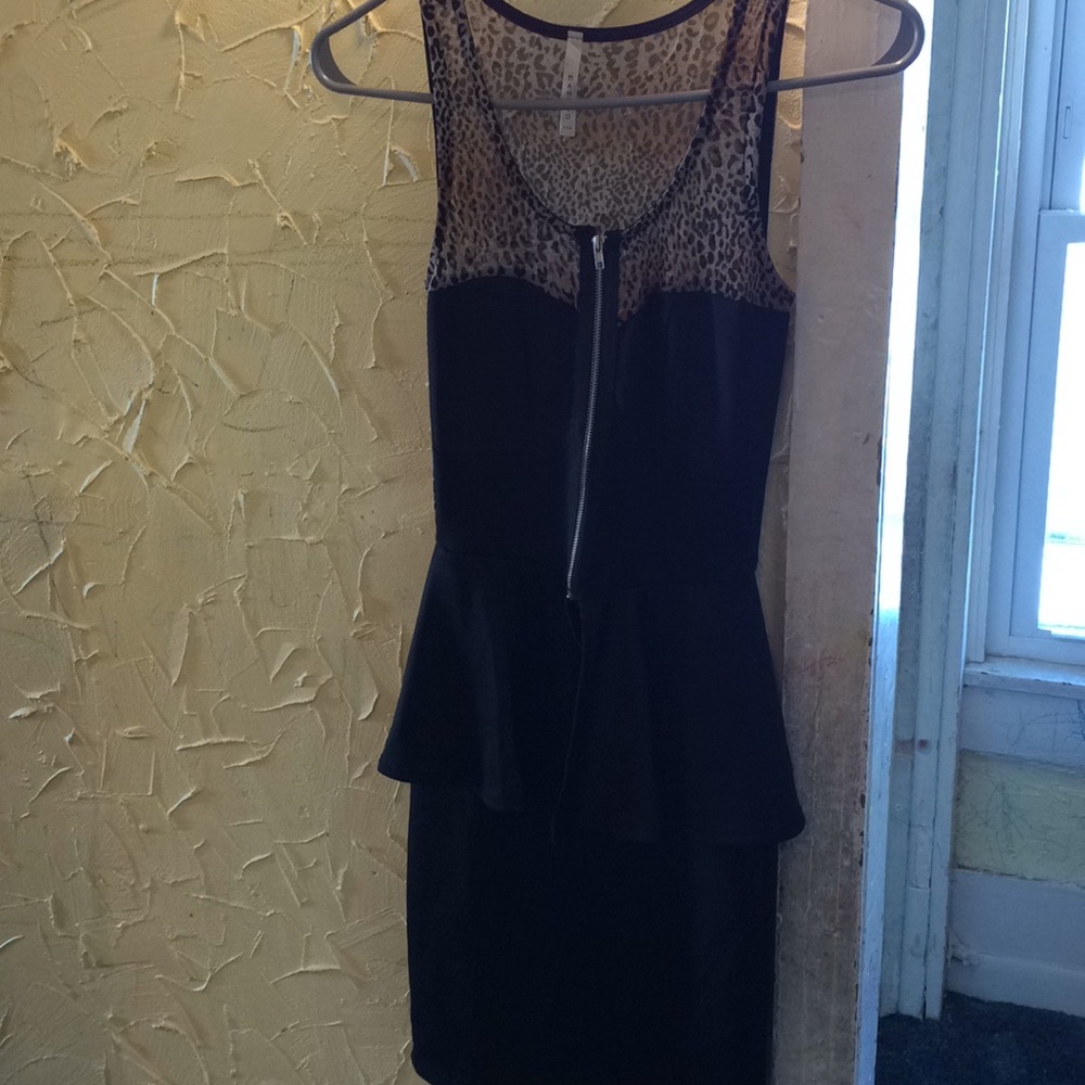 Manito black/cheetah print mini dress